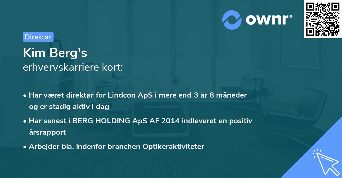Kim Berg's erhvervskarriere kort