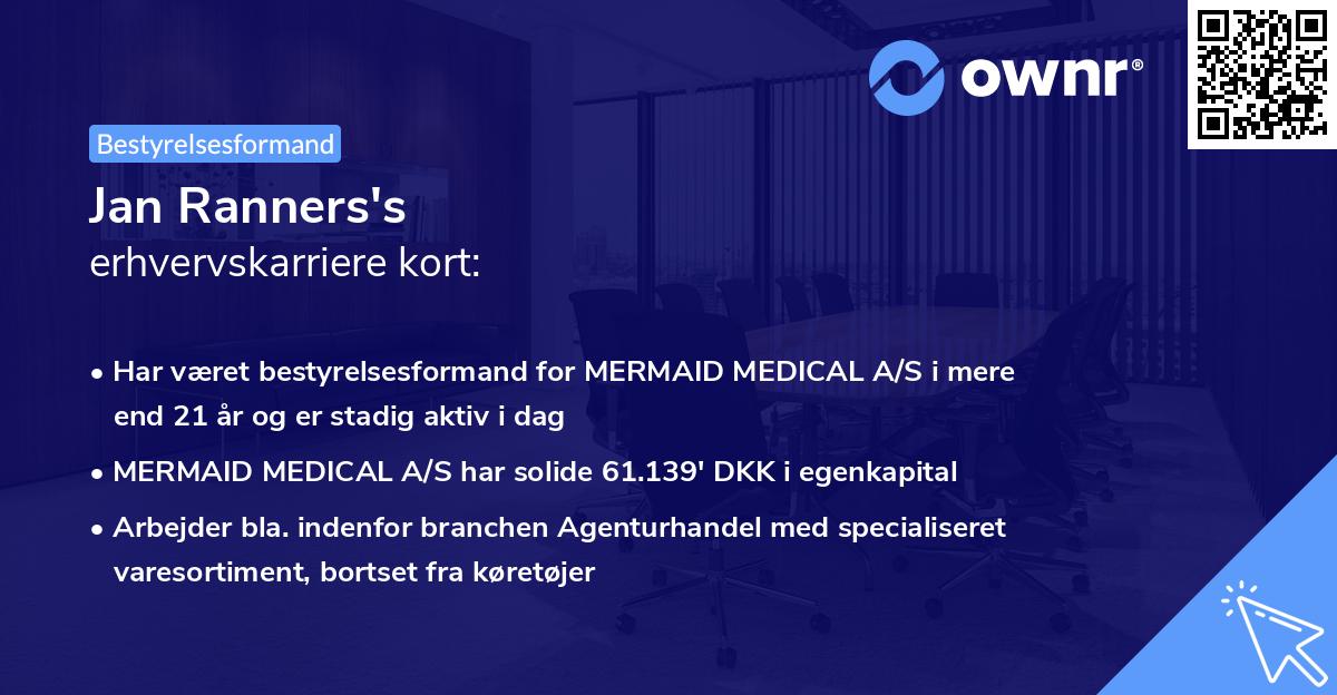 Jan Ranners's erhvervskarriere kort