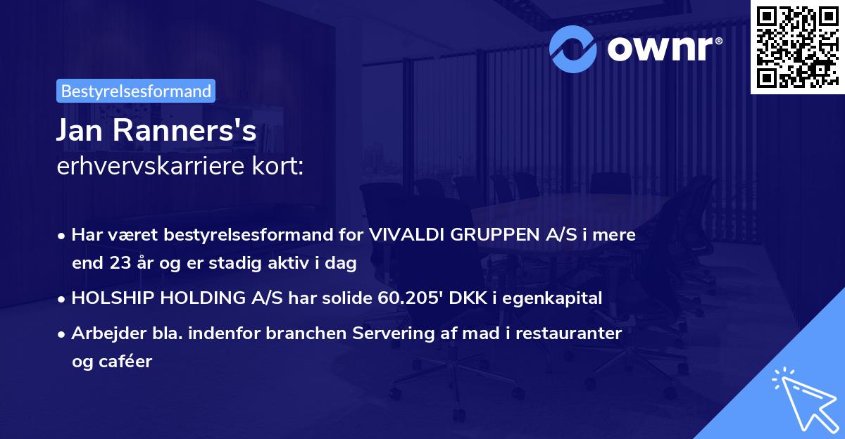 Jan Ranners's erhvervskarriere kort