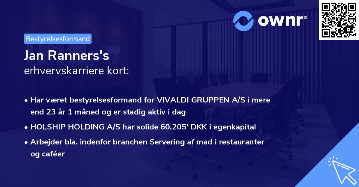 Jan Ranners's erhvervskarriere kort
