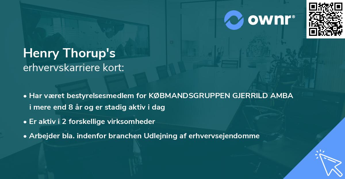 Henry Thorup's erhvervskarriere kort