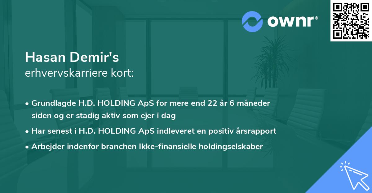 Hasan Demir's erhvervskarriere kort