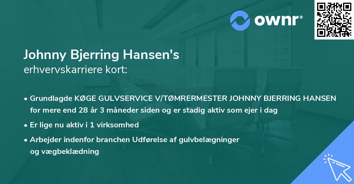 Johnny Bjerring Hansen's erhvervskarriere kort