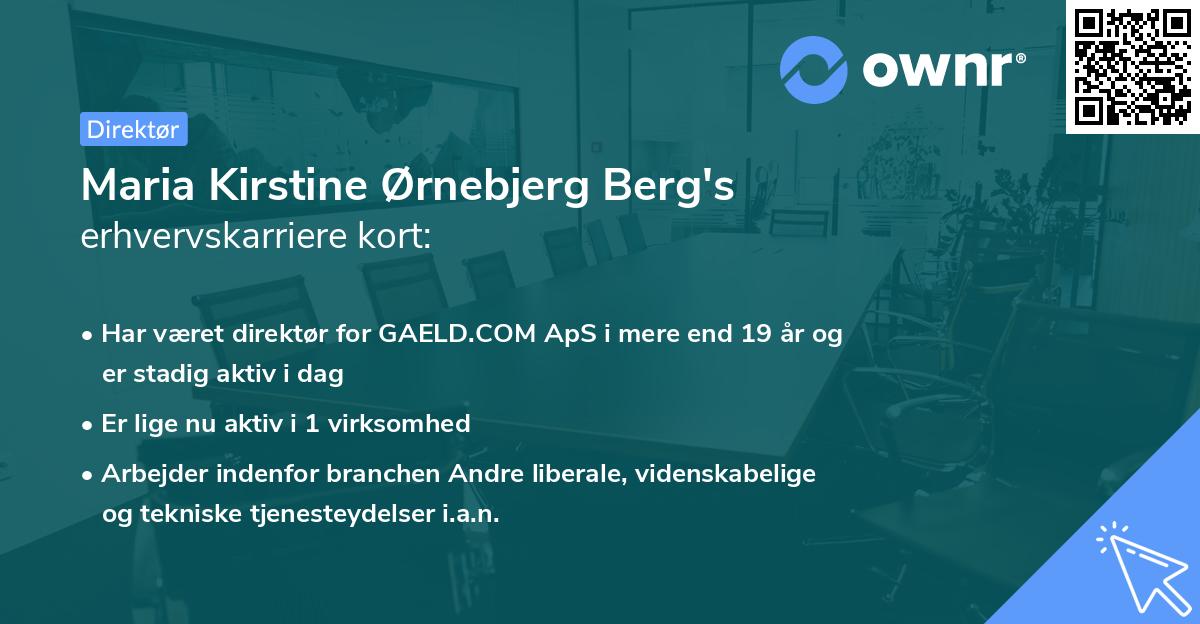 Maria Kirstine Ørnebjerg Berg's erhvervskarriere kort