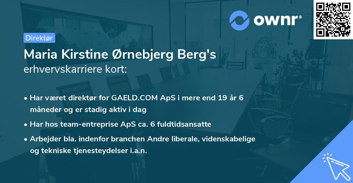Maria Kirstine Ørnebjerg Berg's erhvervskarriere kort