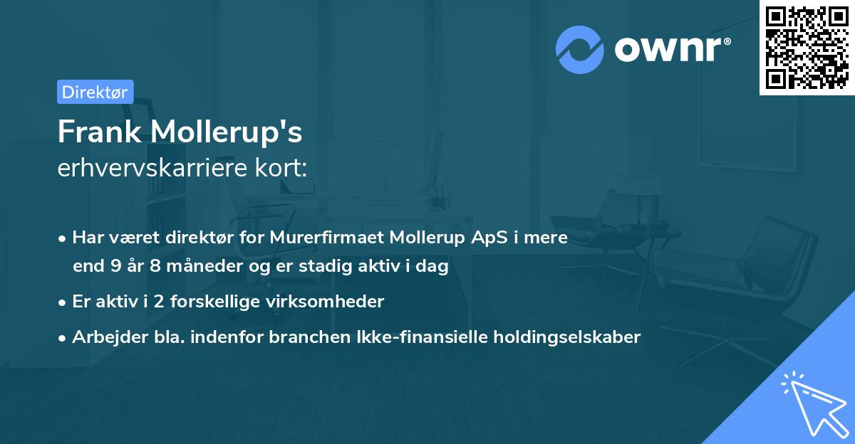 Frank Mollerup's erhvervskarriere kort