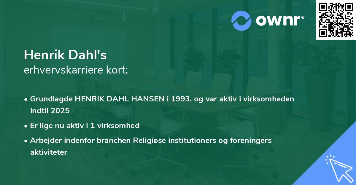 Henrik Dahl's erhvervskarriere kort