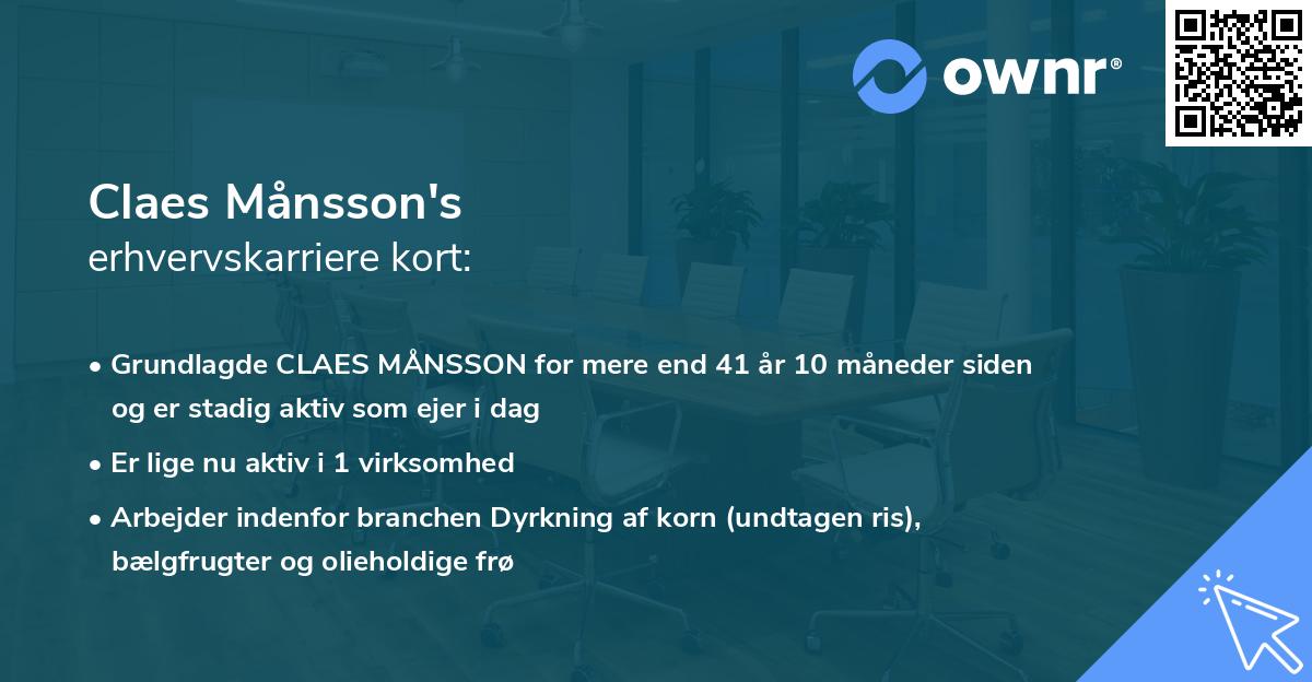 Claes Månsson's erhvervskarriere kort