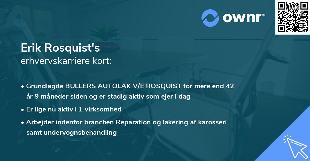 Erik Rosquist's erhvervskarriere kort
