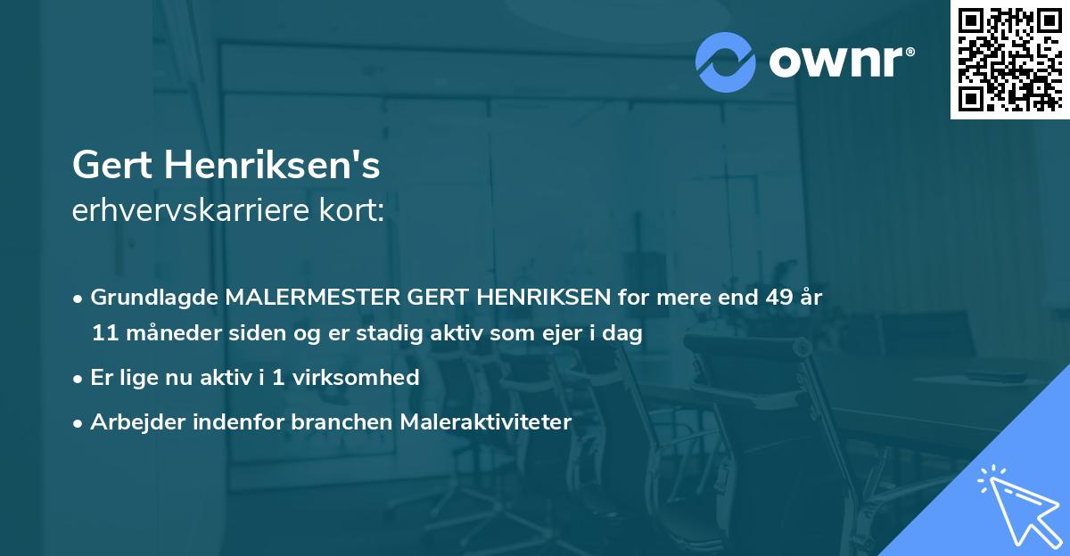 Gert Henriksen's erhvervskarriere kort