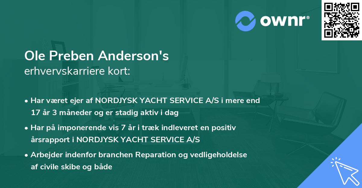 Ole Preben Anderson's erhvervskarriere kort