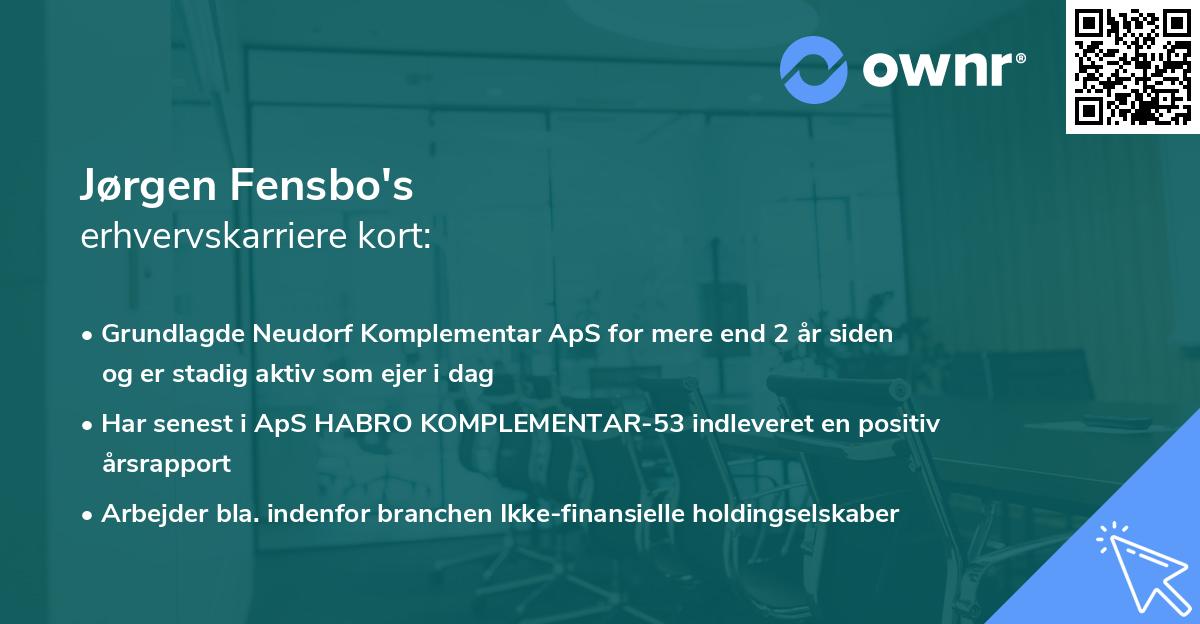 Jørgen Fensbo's erhvervskarriere kort