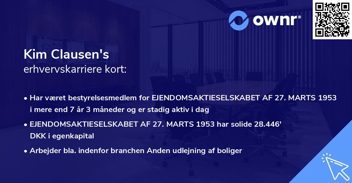 Kim Clausen's erhvervskarriere kort