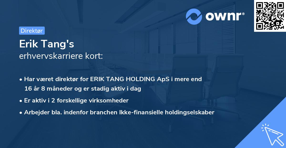 Erik Tang's erhvervskarriere kort