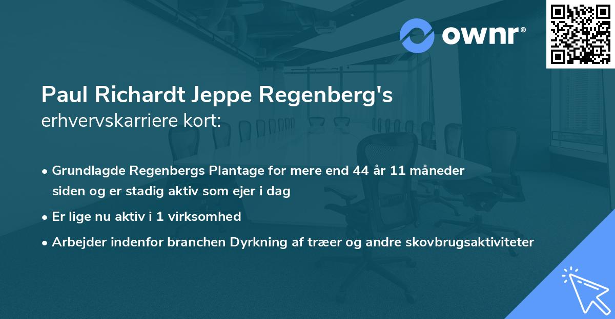 Paul Richardt Jeppe Regenberg's erhvervskarriere kort