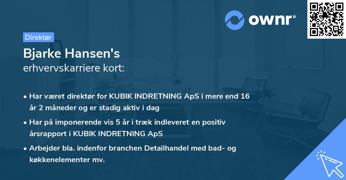 Bjarke Hansen's erhvervskarriere kort
