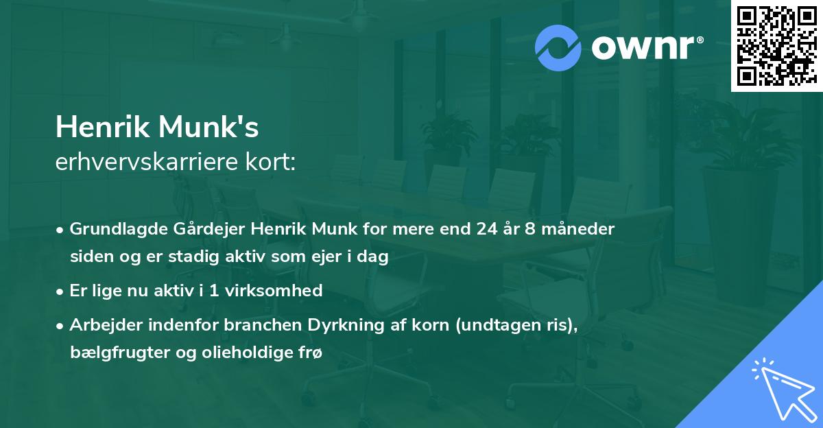 Henrik Munk's erhvervskarriere kort