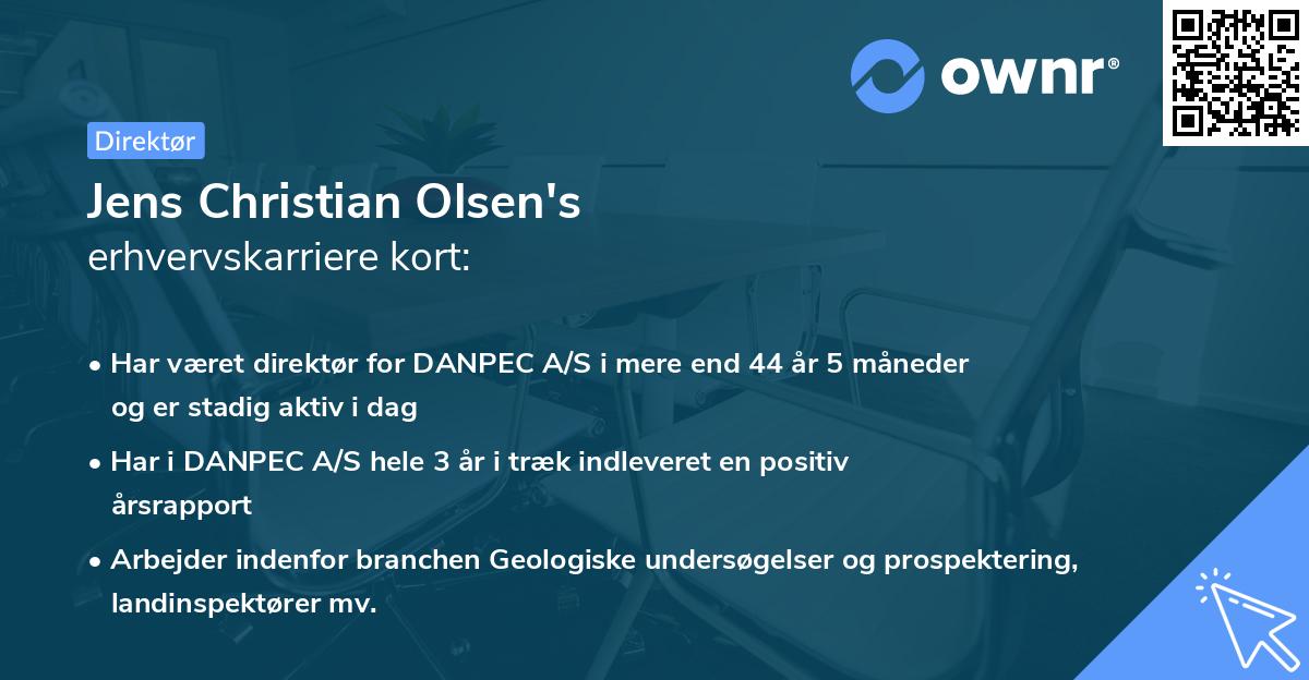 Jens Christian Olsen's erhvervskarriere kort