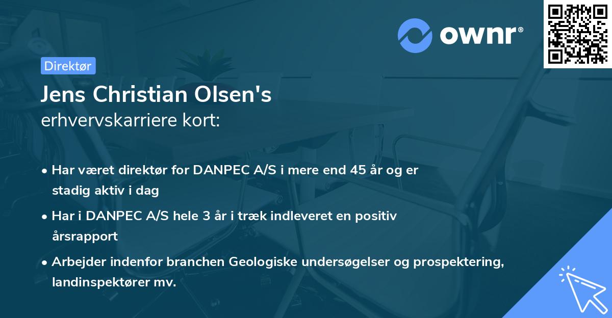 Jens Christian Olsen's erhvervskarriere kort