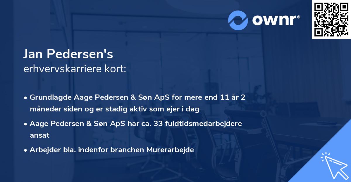 Jan Pedersen's erhvervskarriere kort
