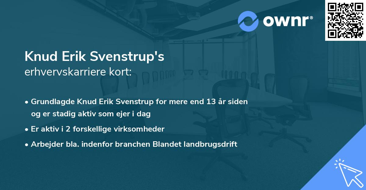 Knud Erik Svenstrup's erhvervskarriere kort