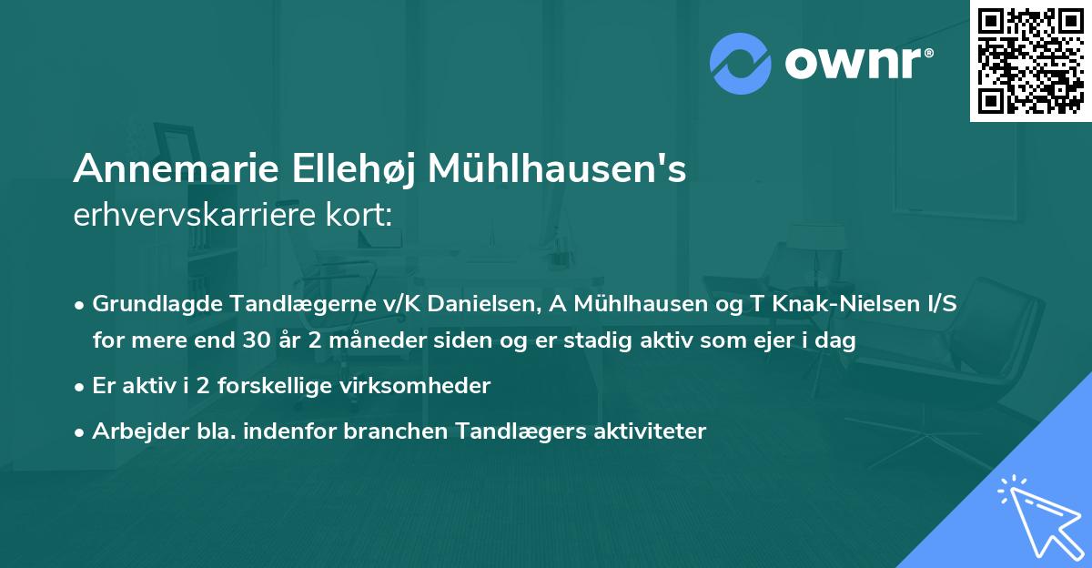 Annemarie Ellehøj Mühlhausen's erhvervskarriere kort