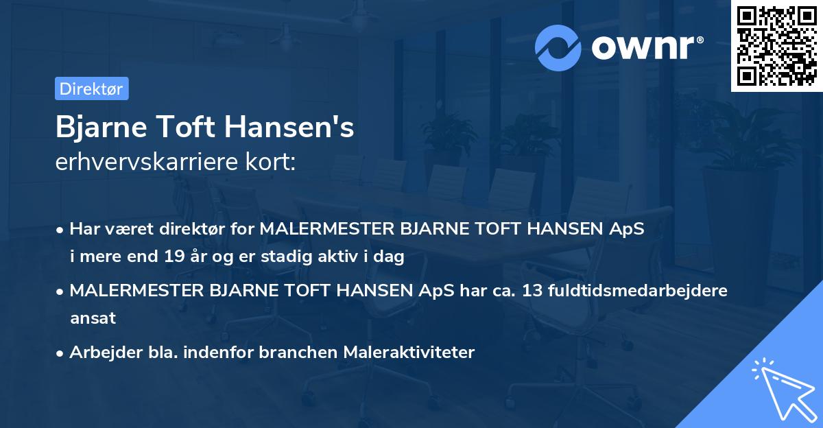 Bjarne Toft Hansen's erhvervskarriere kort