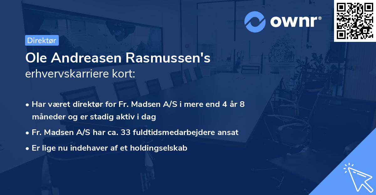 Ole Andreasen Rasmussen's erhvervskarriere kort
