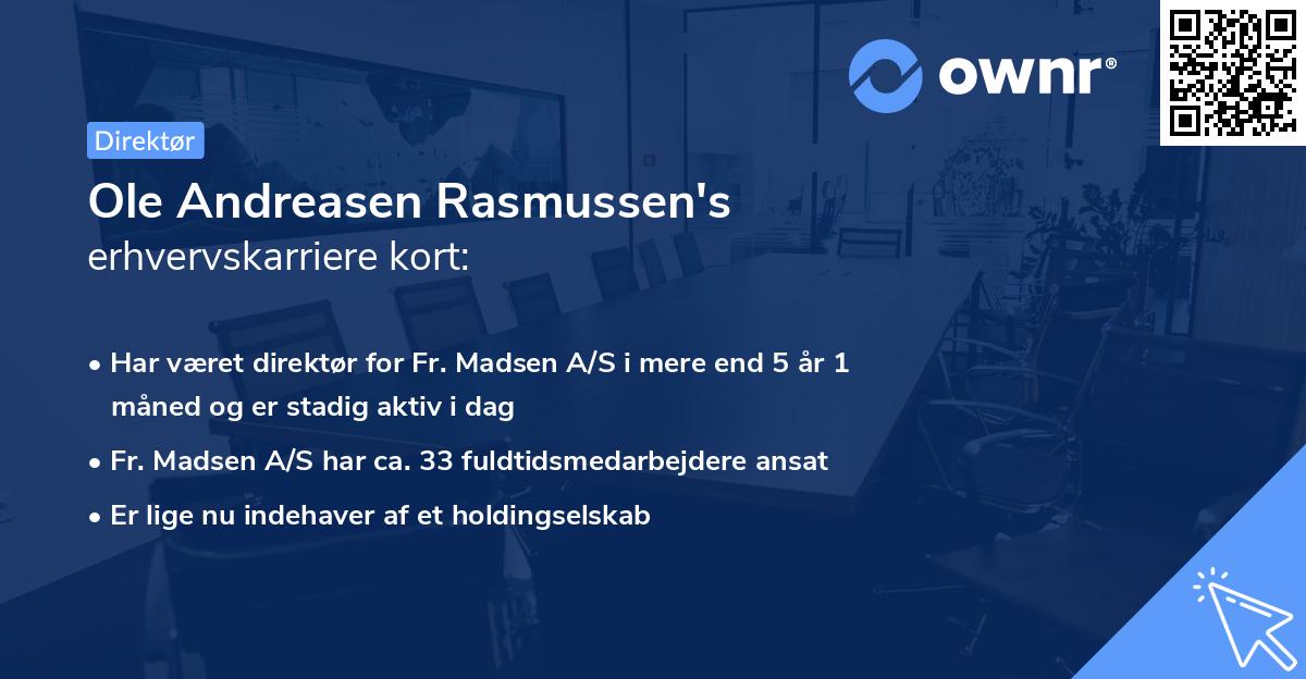 Ole Andreasen Rasmussen's erhvervskarriere kort