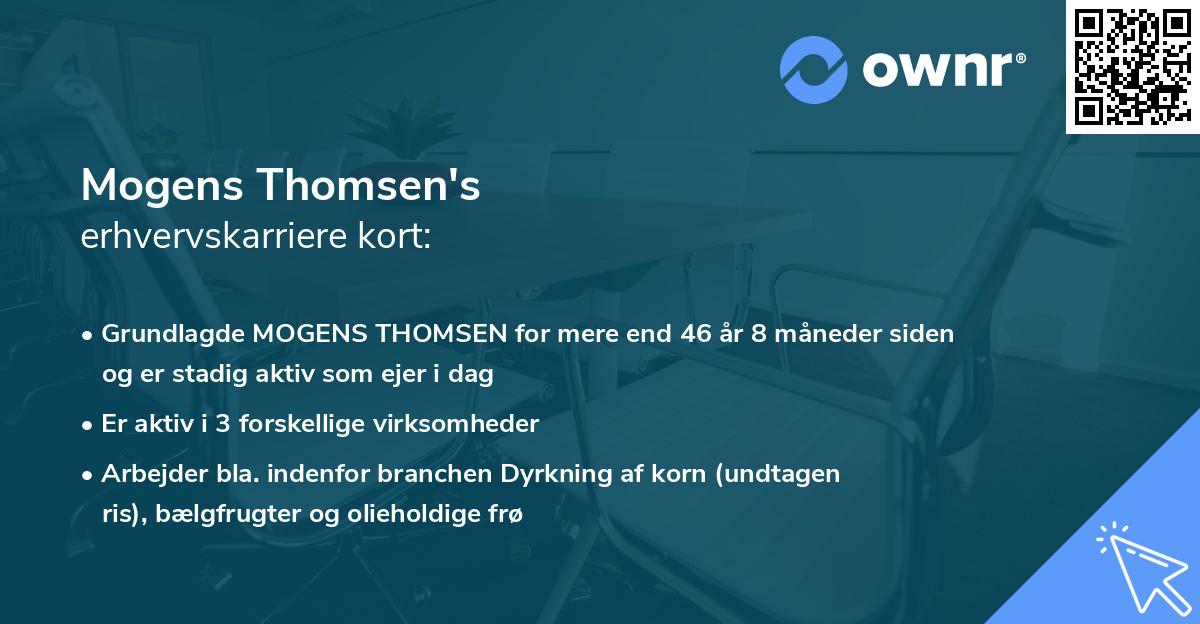 Mogens Thomsen's erhvervskarriere kort