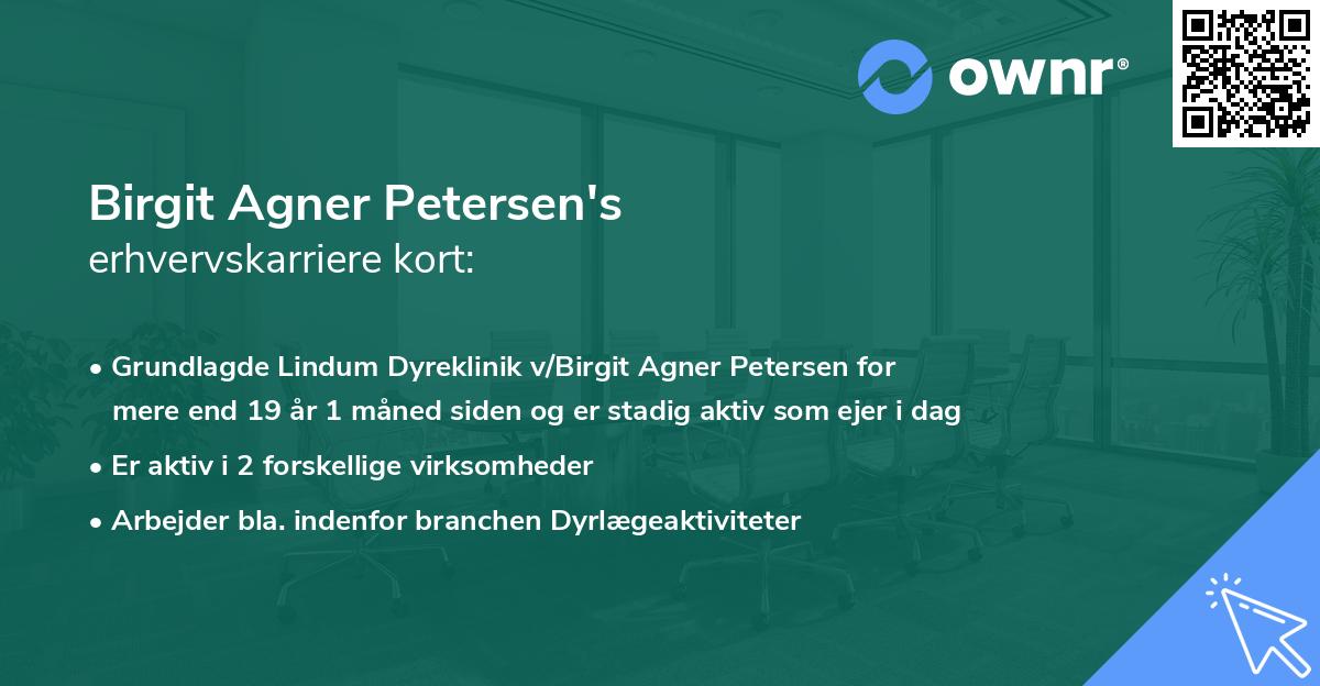 Birgit Agner Petersen's erhvervskarriere kort