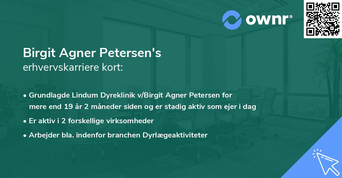 Birgit Agner Petersen's erhvervskarriere kort