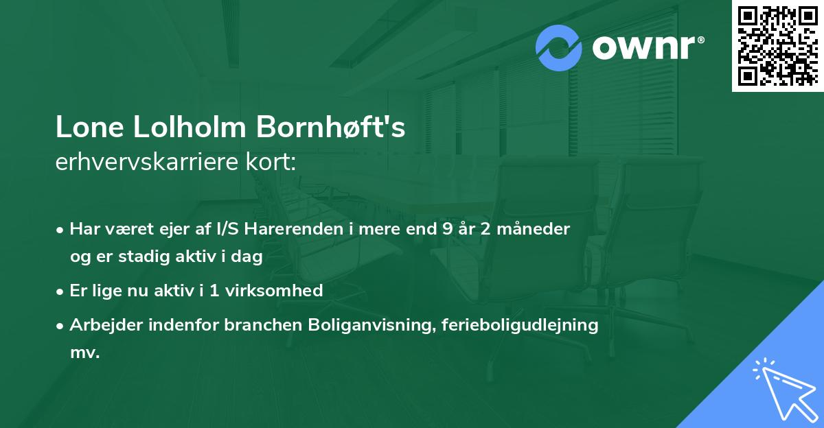 Lone Lolholm Bornhøft's erhvervskarriere kort