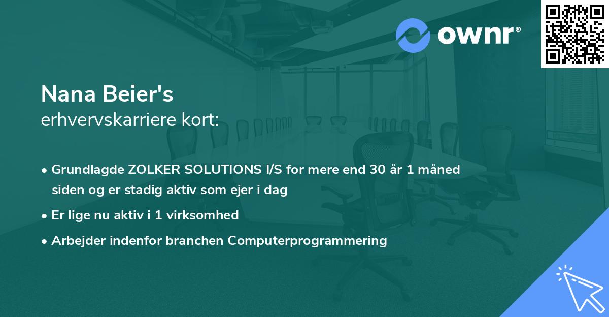 Nana Beier's erhvervskarriere kort