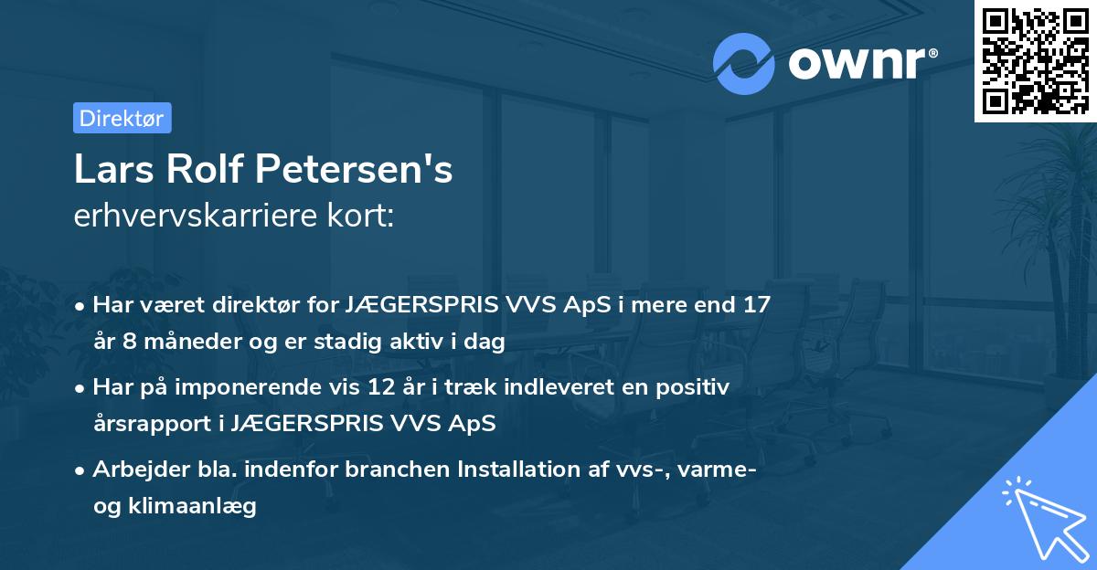 Lars Rolf Petersen's erhvervskarriere kort