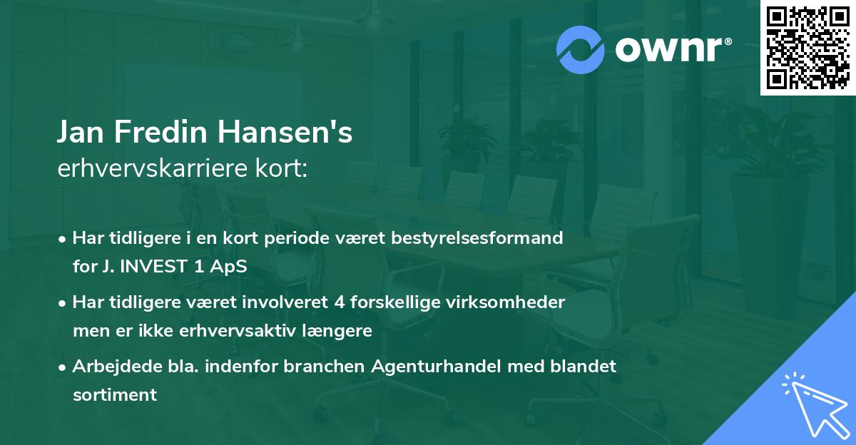 Jan Fredin Hansen's erhvervskarriere kort