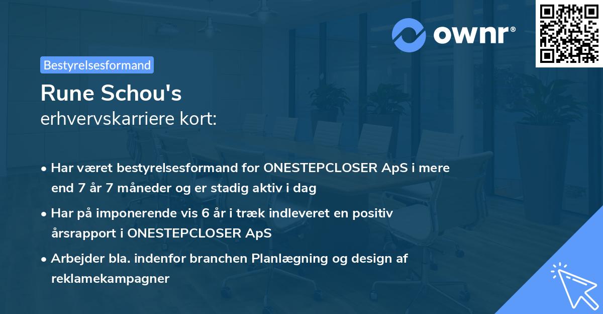 Rune Schou's erhvervskarriere kort
