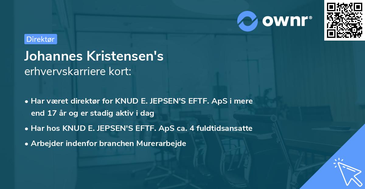Johannes Kristensen's erhvervskarriere kort