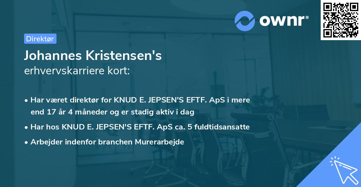 Johannes Kristensen's erhvervskarriere kort