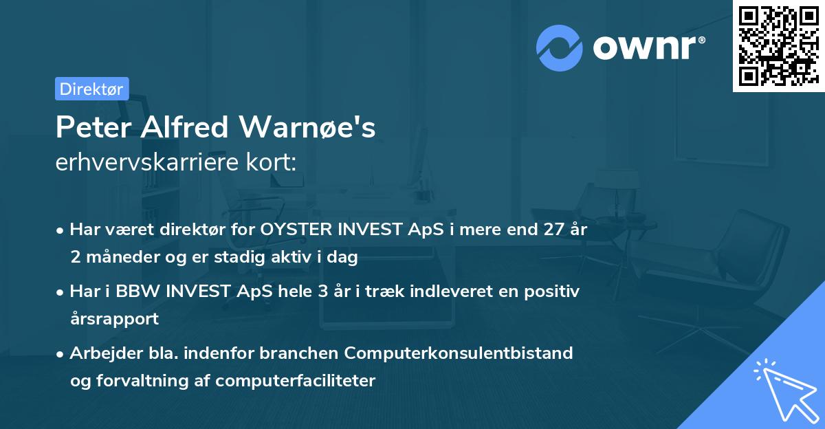 Peter Alfred Warnøe's erhvervskarriere kort