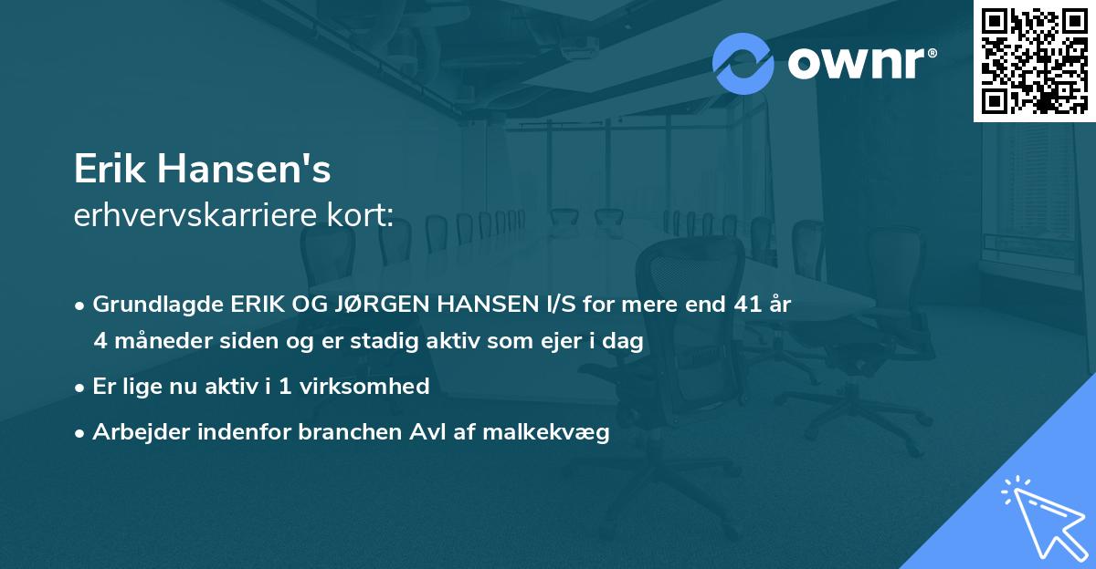 Erik Hansen's erhvervskarriere kort