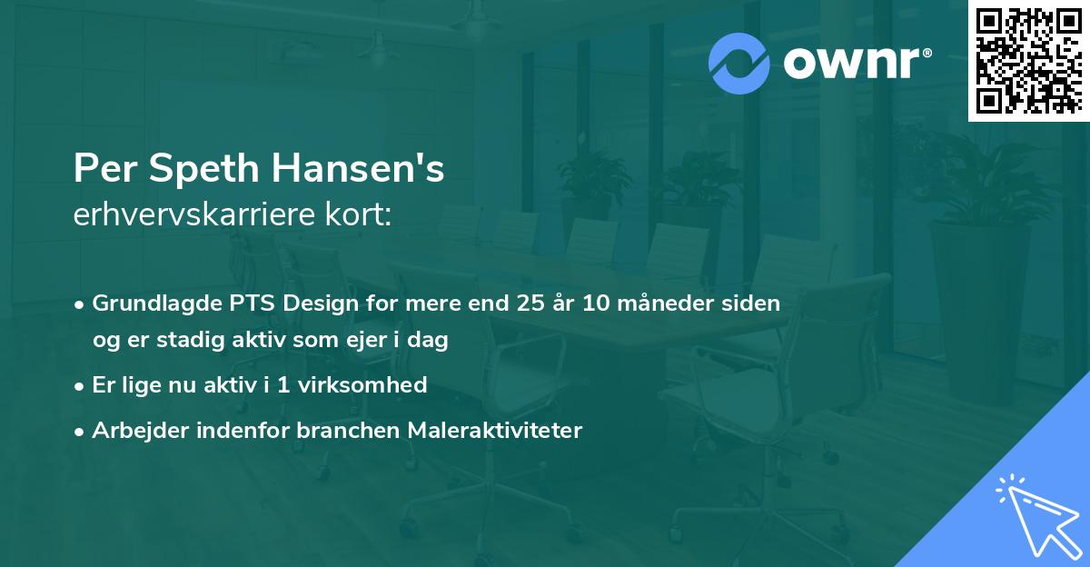 Per Speth Hansen's erhvervskarriere kort