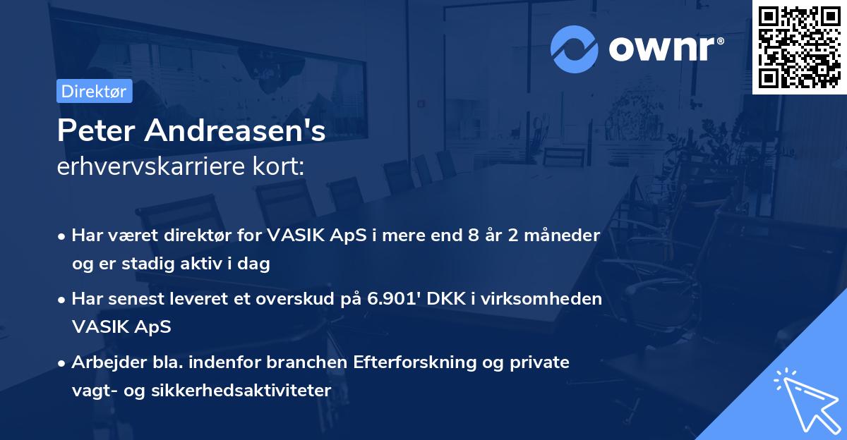 Peter Andreasen's erhvervskarriere kort