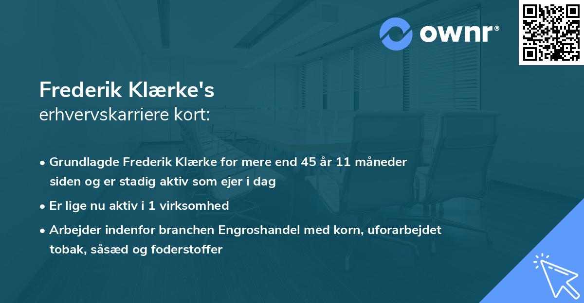 Frederik Klærke's erhvervskarriere kort