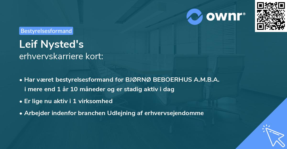 Leif Nysted's erhvervskarriere kort