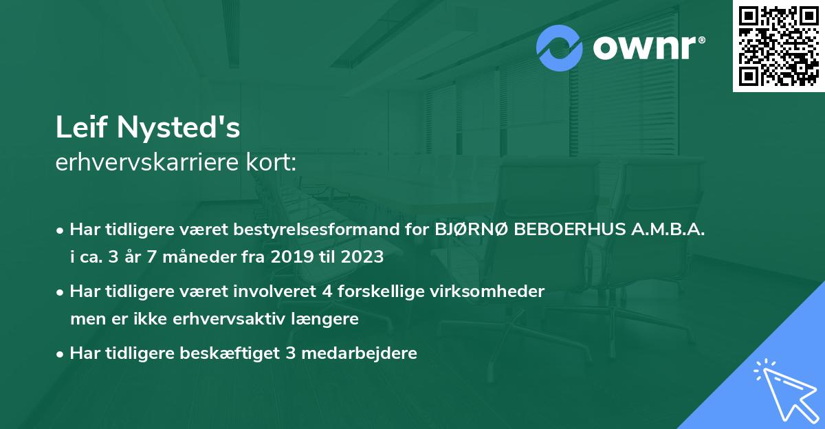 Leif Nysted's erhvervskarriere kort
