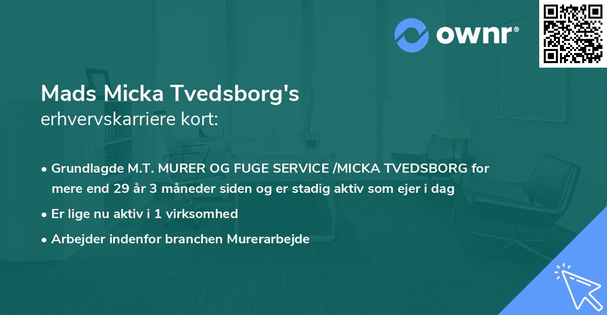 Mads Micka Tvedsborg's erhvervskarriere kort