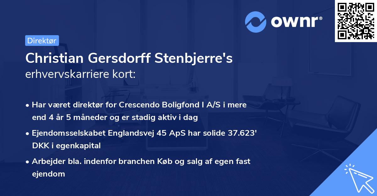 Christian Gersdorff Stenbjerre's erhvervskarriere kort