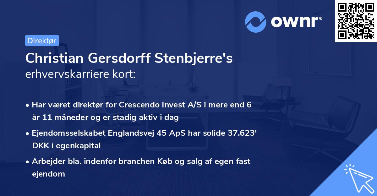 Christian Gersdorff Stenbjerre's erhvervskarriere kort
