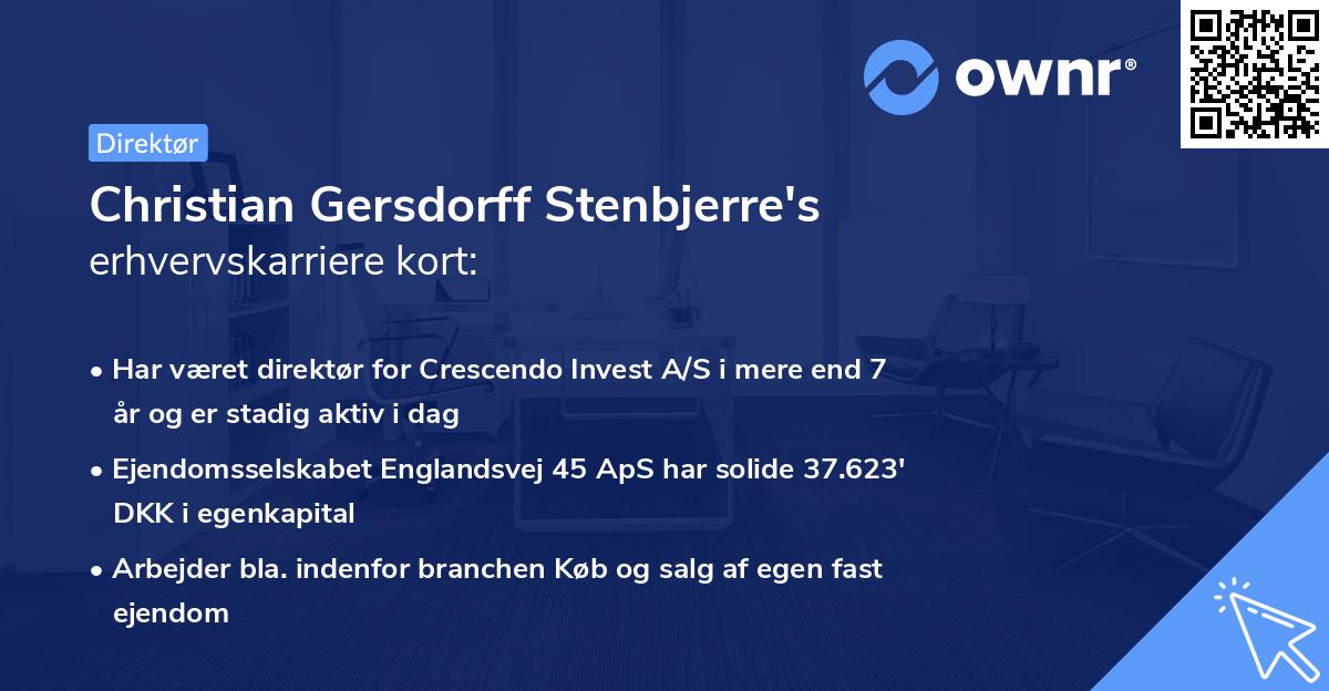 Christian Gersdorff Stenbjerre's erhvervskarriere kort